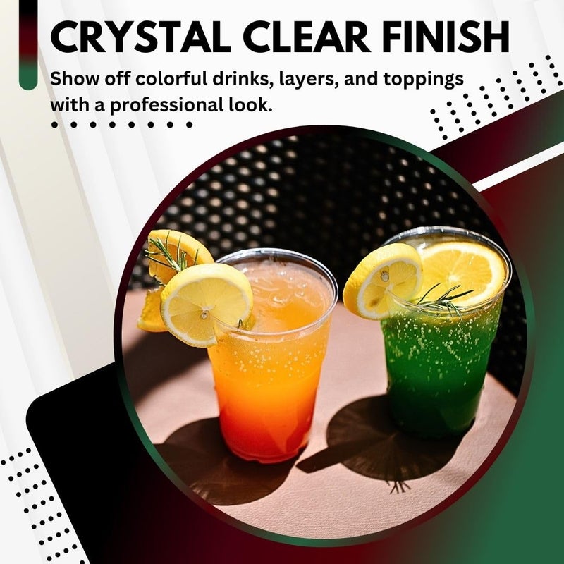 Green Direct 16 oz. Disposable Clear Drinking Plastic Cups for Boba Tea Ice Coffee 100 Pack - Image 5